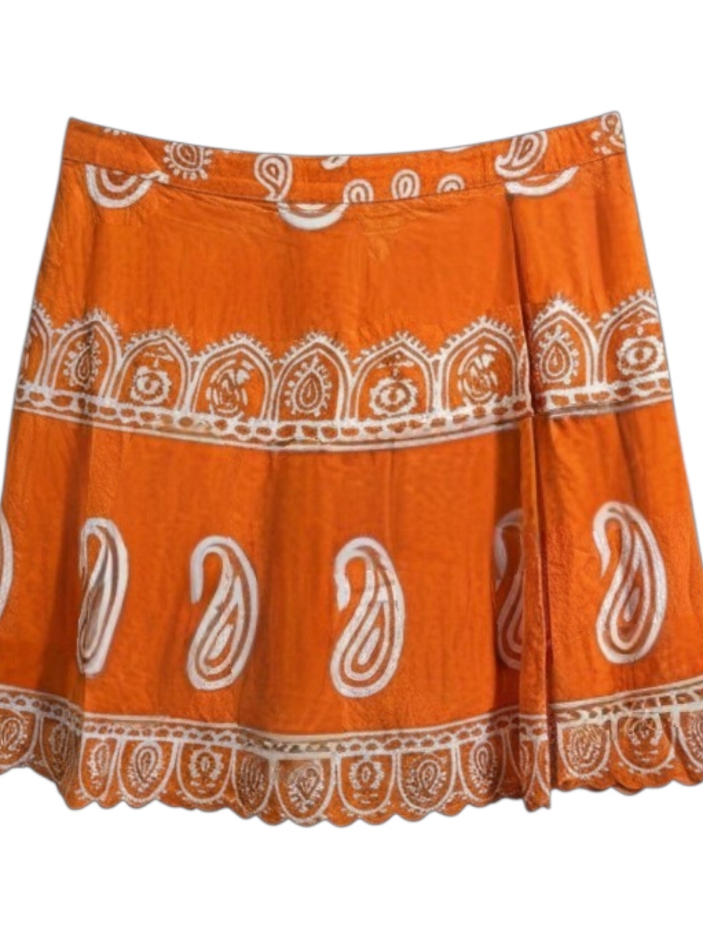 Studio West 100% Cotton Boho Orange Paisley Skirt Womens 2X Festival